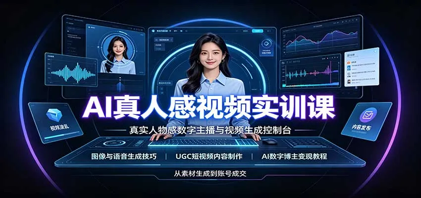 AI真人感视频实训课:图像语音生成,UGC内容制作,AI数字博主变现教程-Ai资源库