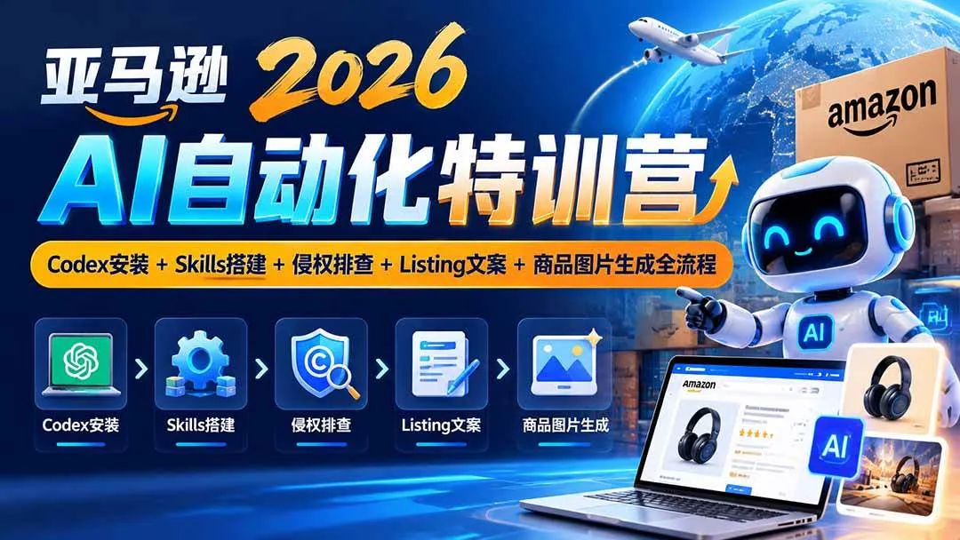 （20746期）亚马逊2026AI自动化-10月特训营：Codex安装+Skills搭建+侵权排查+Listing文案+商品图片生成全流程-Ai资源库