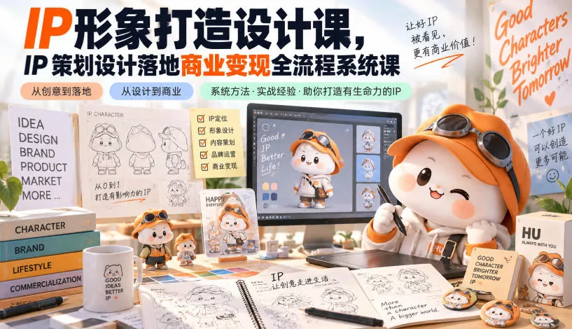 IP形象打造设计课,IP策划设计落地商业变现全流程系统课-Ai资源库