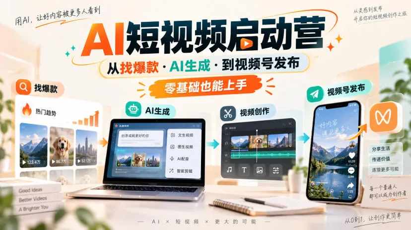 AI短视频启动营,从找爆款·AI生成·到视频号发布,零基础也能上手-Ai资源库