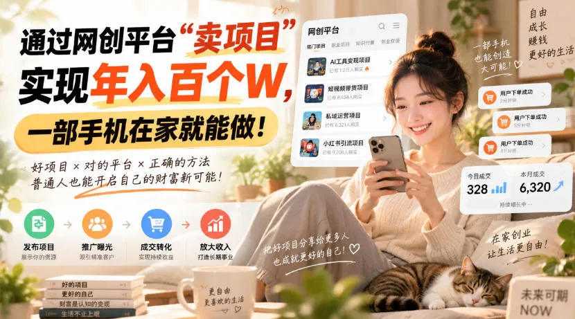 靠卖网创项目变现，一年拿下百万收益！一台手机就能操作！-Ai资源库