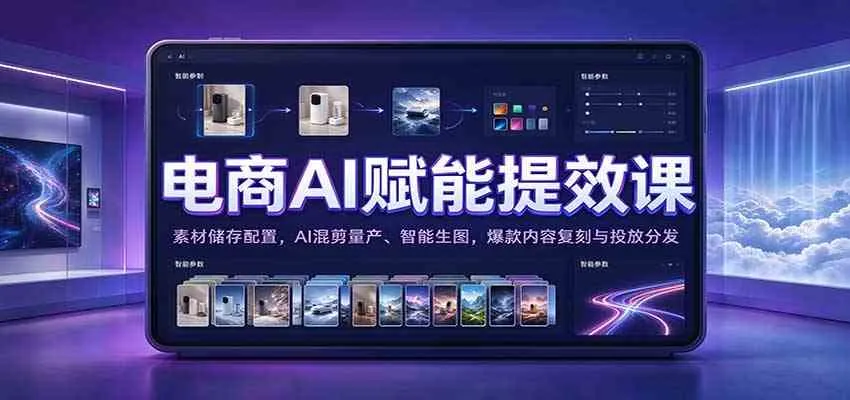 电商AI赋能提效课：素材储存配置，AI混剪量产、智能生图，爆款内容复刻与投放分发-Ai资源库