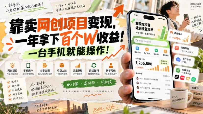 网创小程序虚拟资料变现，一年拿下百万收益，一部手机就可以做，0成本变现副业！-Ai资源库